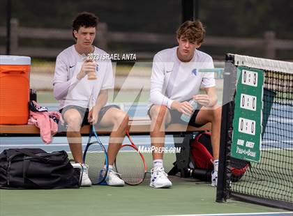 Thumbnail 2 in  Community School of Davidson vs. Raleigh Charter (NCHSAA 2A Men's Tennis Individuals Doubles State Championships - Finals) photogallery.