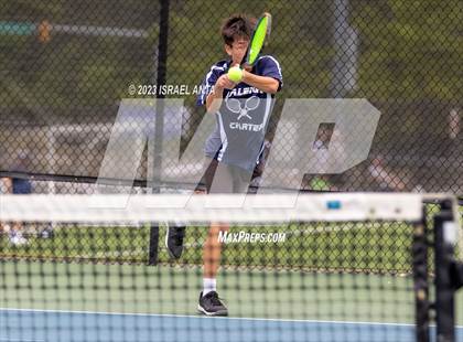 Thumbnail 1 in  Community School of Davidson vs. Raleigh Charter (NCHSAA 2A Men's Tennis Individuals Doubles State Championships - Finals) photogallery.