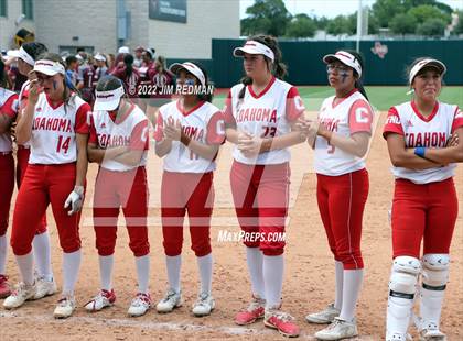 Thumbnail 3 in Hallettsville vs. Coahoma (UIL 3A Softball Final) photogallery.