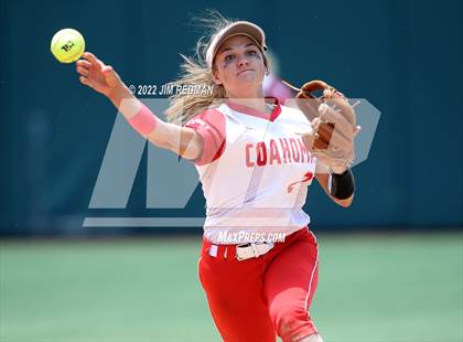 Thumbnail 3 in Hallettsville vs. Coahoma (UIL 3A Softball Final) photogallery.