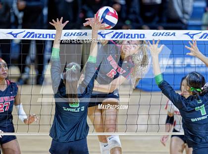 Thumbnail 1 in McIntosh vs. Woodward Academy (GHSA AAAAA State Volleyball Final) photogallery.