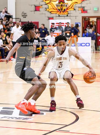 Thumbnail 1 in Rancho Christian vs. Christ the King (Hoophall West Tournament )  photogallery.