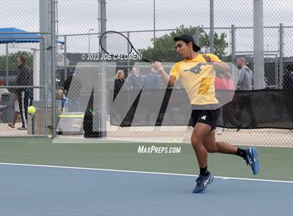 Thumbnail 2 in McAllen Memorial vs Lebanon Trail (UIL 5A Boys Singles State Quarterfinal) photogallery.