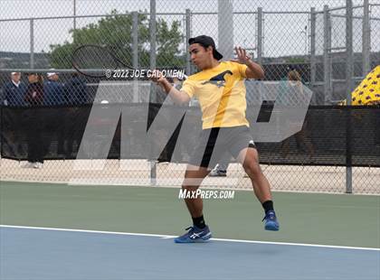 Thumbnail 3 in McAllen Memorial vs Lebanon Trail (UIL 5A Boys Singles State Quarterfinal) photogallery.