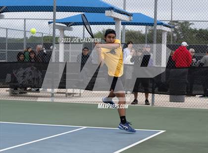 Thumbnail 1 in McAllen Memorial vs Lebanon Trail (UIL 5A Boys Singles State Quarterfinal) photogallery.