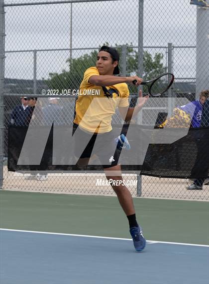 Thumbnail 1 in McAllen Memorial vs Lebanon Trail (UIL 5A Boys Singles State Quarterfinal) photogallery.
