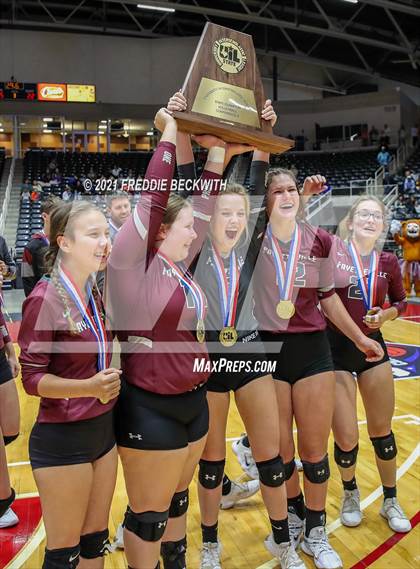 Thumbnail 2 in Blum vs. Fayetteville (UIL Volleyball 1A Finals) photogallery.