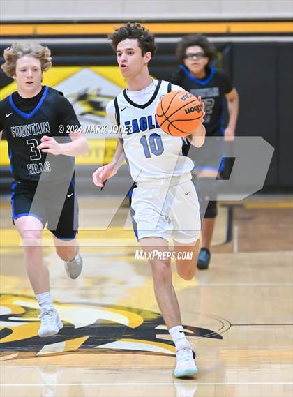 Thumbnail 2 in Desert Christian vs. Fountain Hills (ALA Coyotes Basketball Invitational) photogallery.