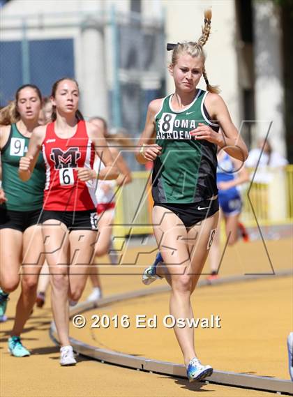 Thumbnail 3 in CIF NCS Masters Track and Field (Girls 3200 Meters) photogallery.