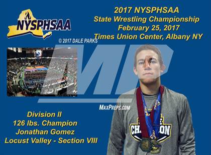 Thumbnail 3 in NYSPHSAA Wrestling Championships (Div.2 - 126 lb. Champ) photogallery.