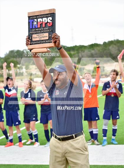 Thumbnail 1 in Dallas International vs Presbyterian Pan American (TAPPS State Soccer Championship Final) photogallery.