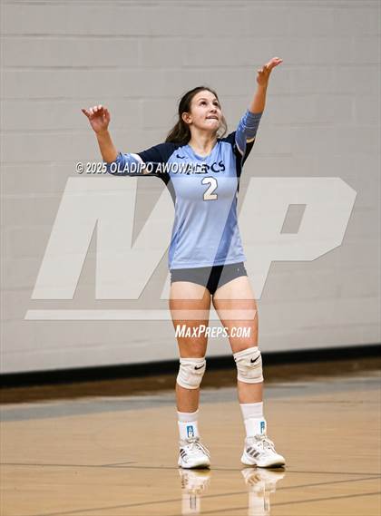 Thumbnail 2 in Prince of Peace @ McKinney Christian Academy (TAPPS Volleyball 4A Regional) photogallery.