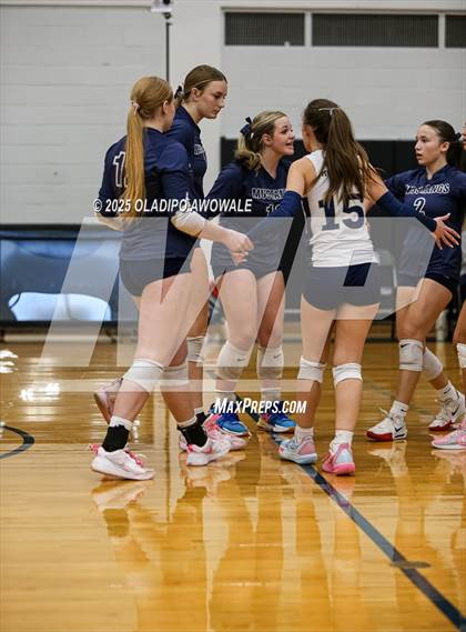 Thumbnail 2 in Prince of Peace @ McKinney Christian Academy (TAPPS Volleyball 4A Regional) photogallery.