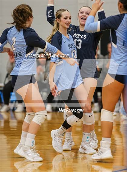 Thumbnail 1 in Prince of Peace @ McKinney Christian Academy (TAPPS Volleyball 4A Regional) photogallery.