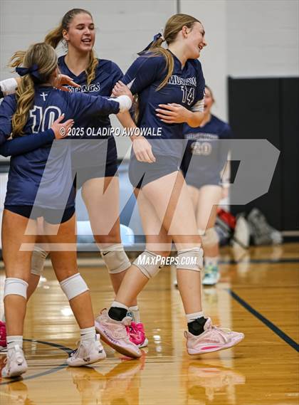 Thumbnail 2 in Prince of Peace @ McKinney Christian Academy (TAPPS Volleyball 4A Regional) photogallery.