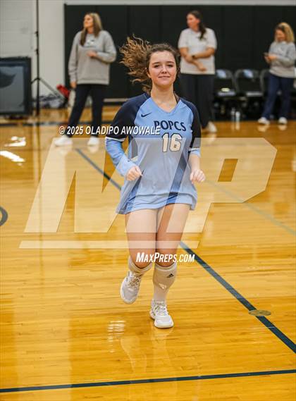 Thumbnail 2 in Prince of Peace @ McKinney Christian Academy (TAPPS Volleyball 4A Regional) photogallery.
