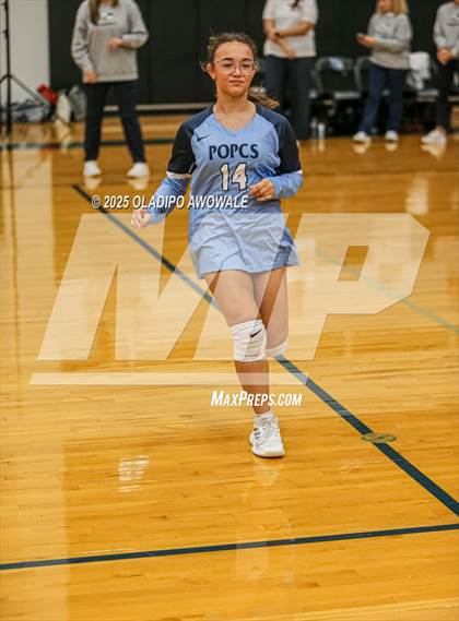 Thumbnail 1 in Prince of Peace @ McKinney Christian Academy (TAPPS Volleyball 4A Regional) photogallery.