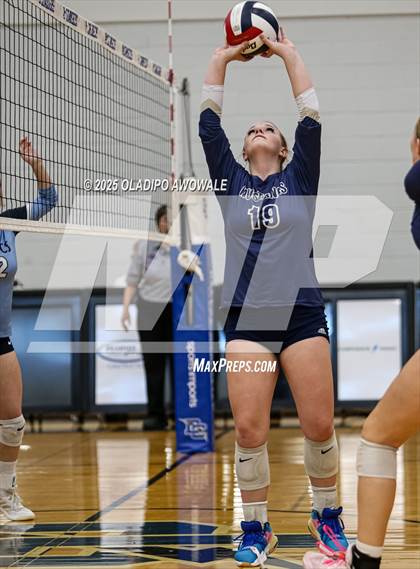 Thumbnail 1 in Prince of Peace @ McKinney Christian Academy (TAPPS Volleyball 4A Regional) photogallery.
