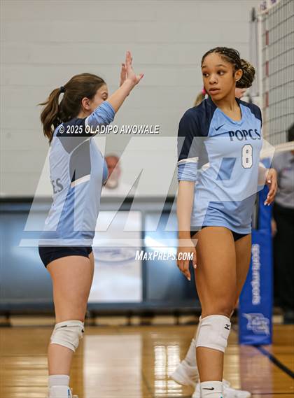 Thumbnail 3 in Prince of Peace @ McKinney Christian Academy (TAPPS Volleyball 4A Regional) photogallery.