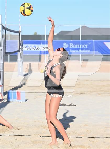 Thumbnail 3 in Gilbert Christian vs. Cicero Prep Academy (AIA DII Pairs Round 1 Playoff) photogallery.