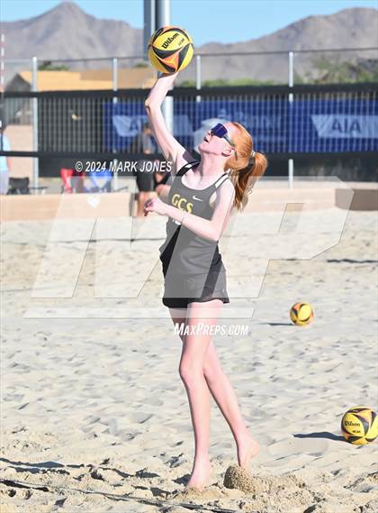 Thumbnail 2 in Gilbert Christian vs. Cicero Prep Academy (AIA DII Pairs Round 1 Playoff) photogallery.