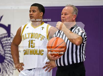 Thumbnail 3 in Althoff Catholic vs. Hazelwood East (Prairie Farms Holiday Basketball Classic) photogallery.
