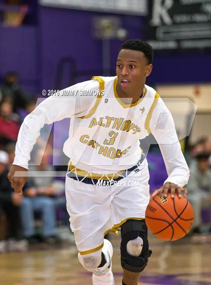 Thumbnail 2 in Althoff Catholic vs. Hazelwood East (Prairie Farms Holiday Basketball Classic) photogallery.