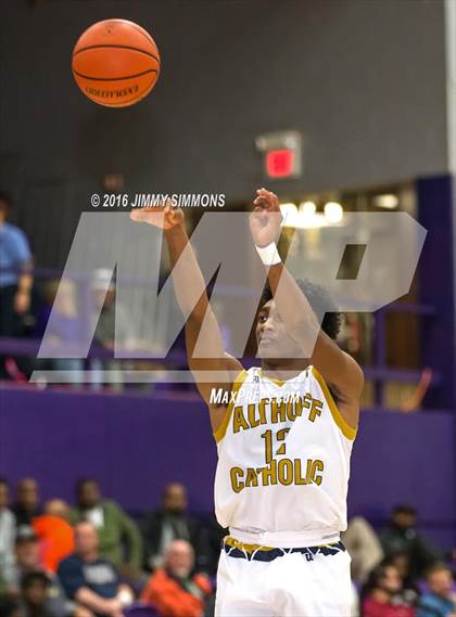 Thumbnail 3 in Althoff Catholic vs. Hazelwood East (Prairie Farms Holiday Basketball Classic) photogallery.