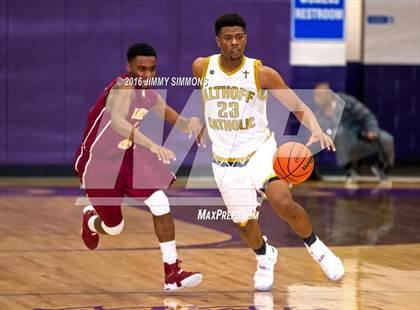 Thumbnail 2 in Althoff Catholic vs. Hazelwood East (Prairie Farms Holiday Basketball Classic) photogallery.