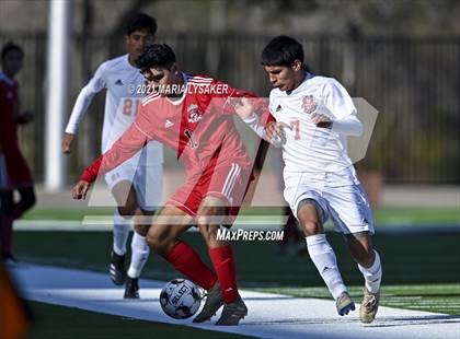 Thumbnail 3 in Langham Creek vs. MacArthur (CFISD Soccer Showcase) photogallery.