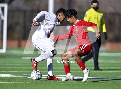 Thumbnail 2 in Langham Creek vs. MacArthur (CFISD Soccer Showcase) photogallery.
