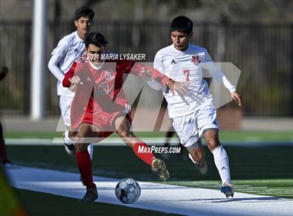 Thumbnail 2 in Langham Creek vs. MacArthur (CFISD Soccer Showcase) photogallery.