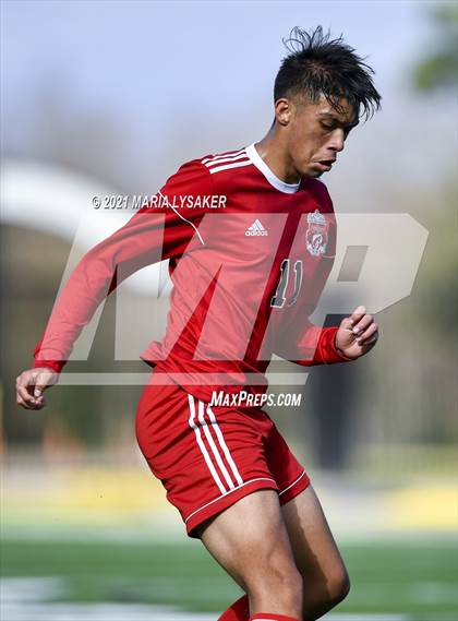 Thumbnail 3 in Langham Creek vs. MacArthur (CFISD Soccer Showcase) photogallery.