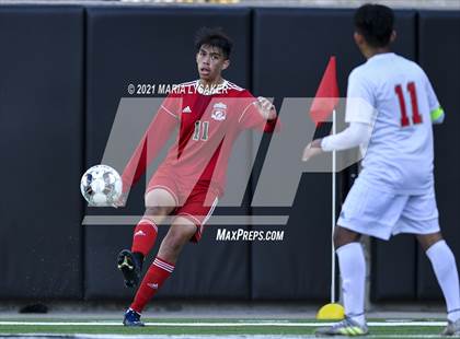 Thumbnail 1 in Langham Creek vs. MacArthur (CFISD Soccer Showcase) photogallery.