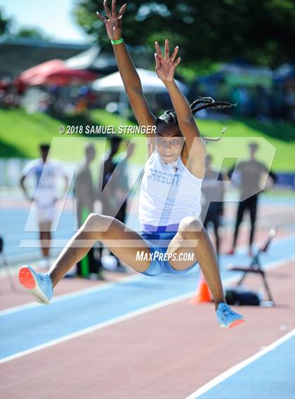 Thumbnail 2 in CIF State Track and Field Championships (Girls Long Jump Prelims) photogallery.