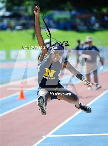 Thumbnail 1 in CIF State Track and Field Championships (Girls Long Jump Prelims) photogallery.