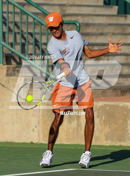 Thumbnail 3 in Round Rock Westwood vs Seven Lakes (UIL 6A Tennis Final) photogallery.