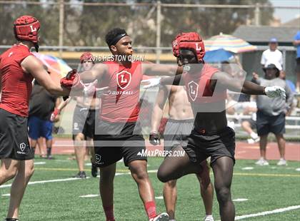 Thumbnail 3 in Orange Lutheran vs. Mater Dei (Battle at the Beach 7-on-7) photogallery.