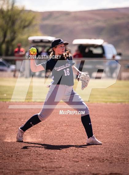 Thumbnail 3 in Carlin vs Virginia City (NIAA Class 1A Northern Softball Playoff Game 1) photogallery.