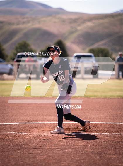 Thumbnail 2 in Carlin vs Virginia City (NIAA Class 1A Northern Softball Playoff Game 1) photogallery.