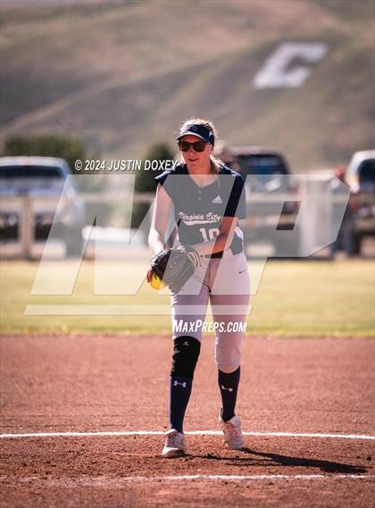 Thumbnail 3 in Carlin vs Virginia City (NIAA Class 1A Northern Softball Playoff Game 1) photogallery.