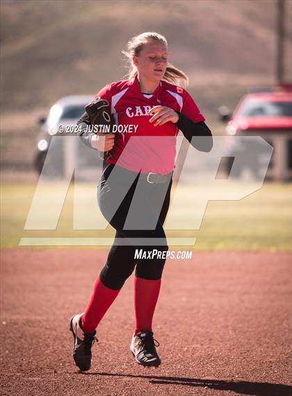 Thumbnail 2 in Carlin vs Virginia City (NIAA Class 1A Northern Softball Playoff Game 1) photogallery.