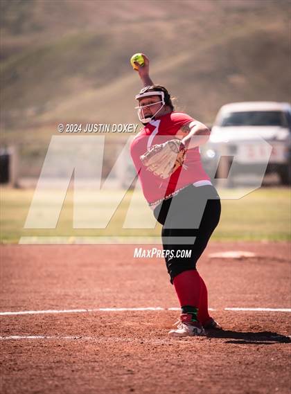 Thumbnail 2 in Carlin vs Virginia City (NIAA Class 1A Northern Softball Playoff Game 1) photogallery.