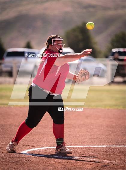 Thumbnail 2 in Carlin vs Virginia City (NIAA Class 1A Northern Softball Playoff Game 1) photogallery.