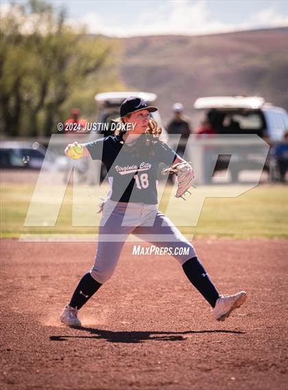 Thumbnail 2 in Carlin vs Virginia City (NIAA Class 1A Northern Softball Playoff Game 1) photogallery.