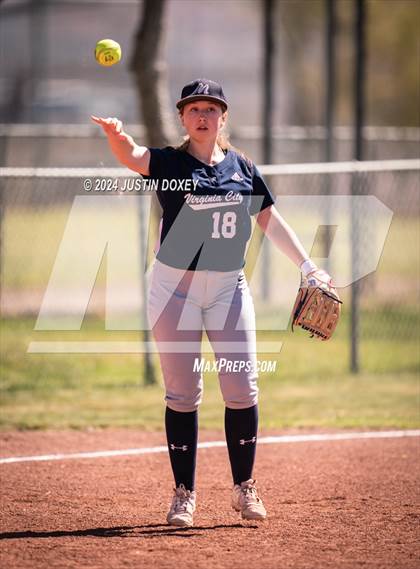 Thumbnail 2 in Carlin vs Virginia City (NIAA Class 1A Northern Softball Playoff Game 1) photogallery.