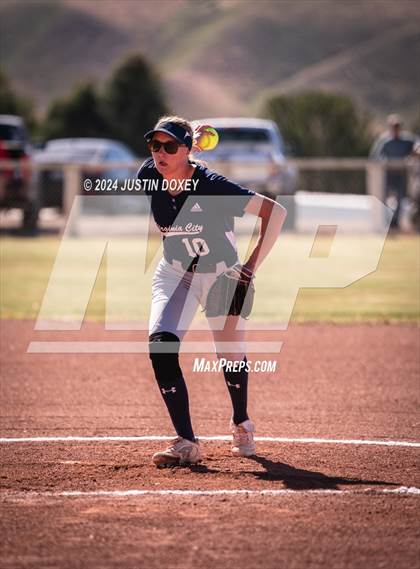Thumbnail 1 in Carlin vs Virginia City (NIAA Class 1A Northern Softball Playoff Game 1) photogallery.