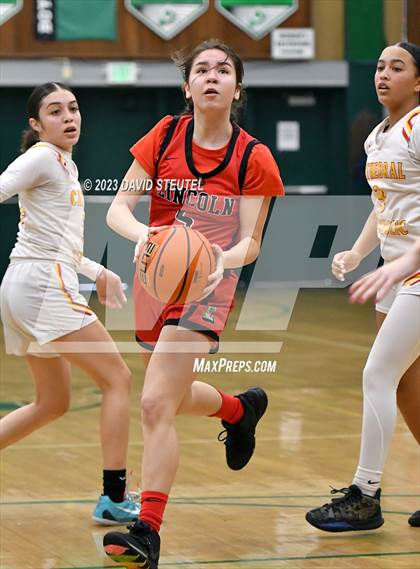 Thumbnail 1 in Lincoln vs. Cathedral Catholic (St. Mary's Stockton MLK Showcase) photogallery.