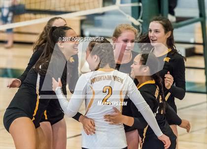 Thumbnail 2 in CCS Div2 Girls Volleyball Championship(Mountain View vs. Presentation) photogallery.