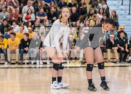 Thumbnail 2 in CCS Div2 Girls Volleyball Championship(Mountain View vs. Presentation) photogallery.